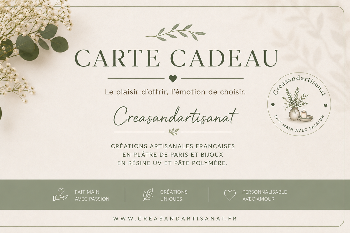 Carte cadeau creasandartisanat montant personnalisé