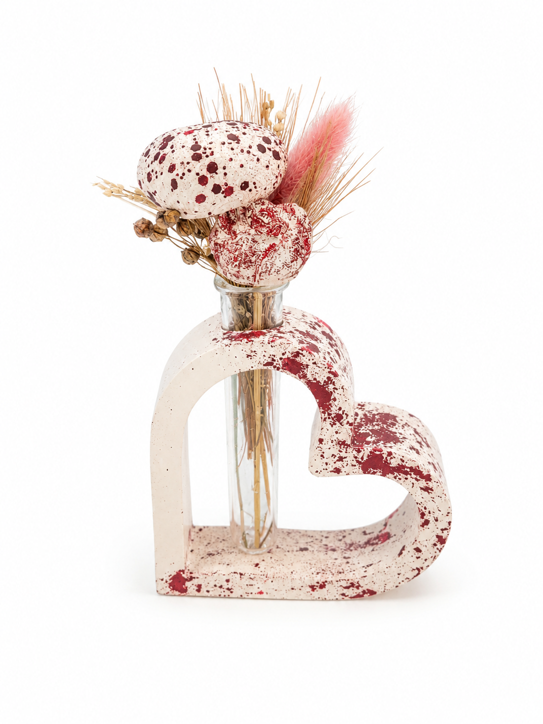 Vase coeur avec fleurs éternelles personnalisable
